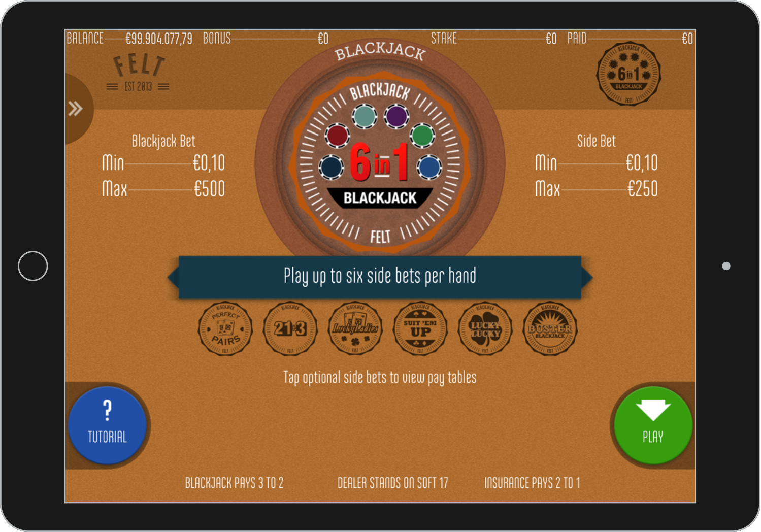Blackjack 6in1 - Felt Gaming